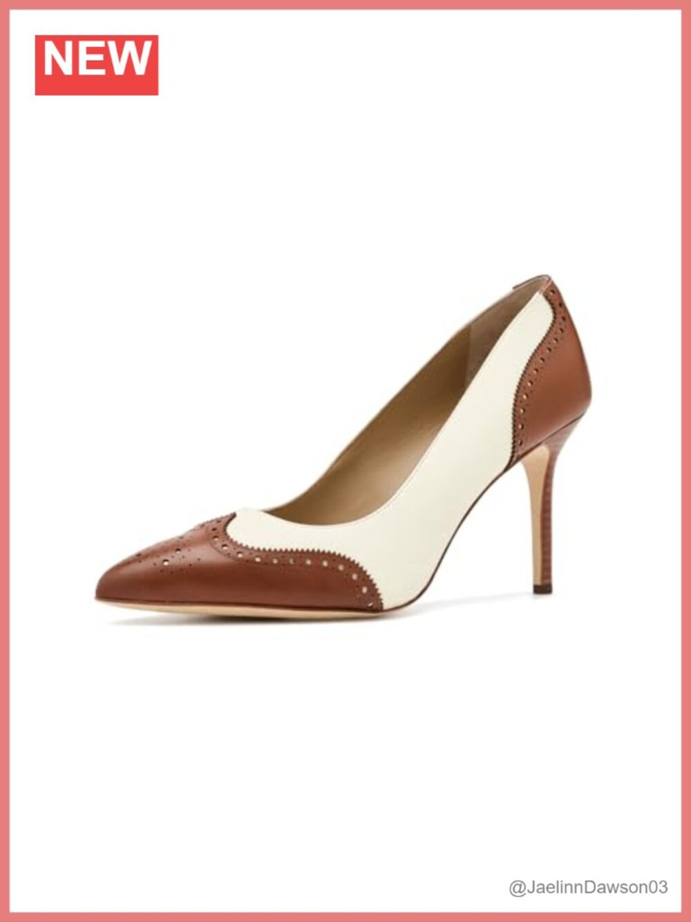 Perforated Leather Pointed Toe Stiletto Heels Pumps